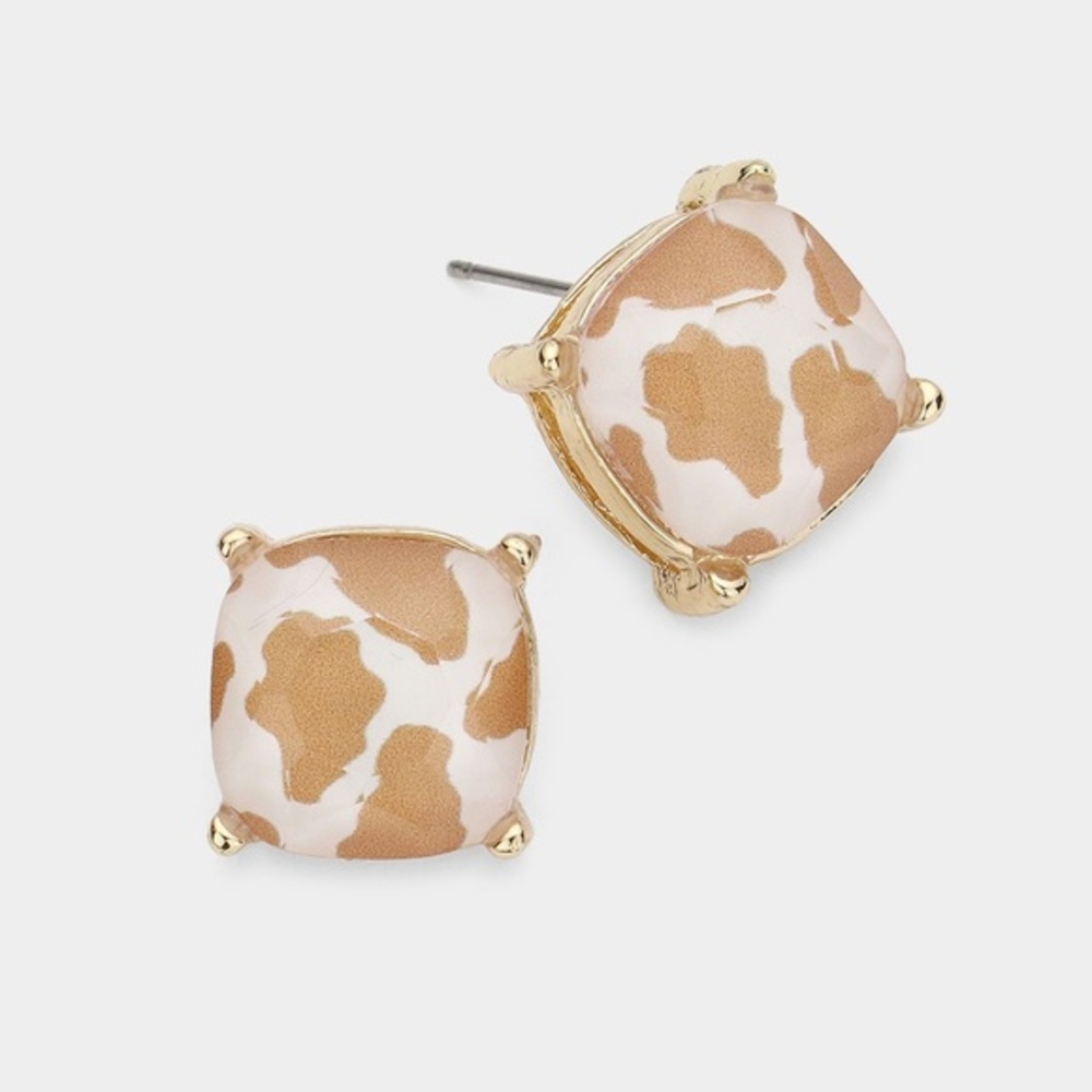 Cow pattern stud earrings